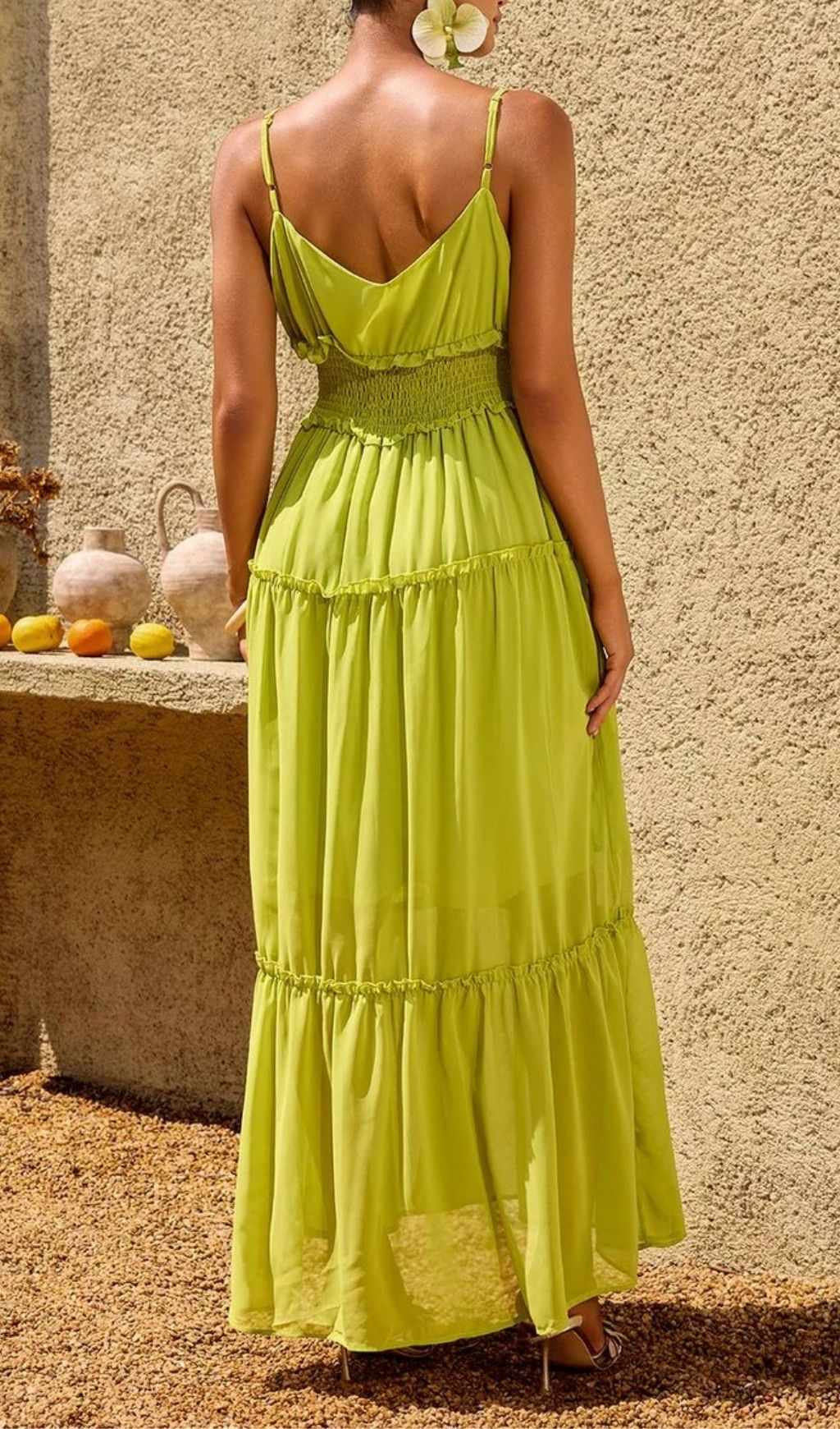 Fashionslee Women Saelvion Spaghetti Maxi Dress In Chartreuse