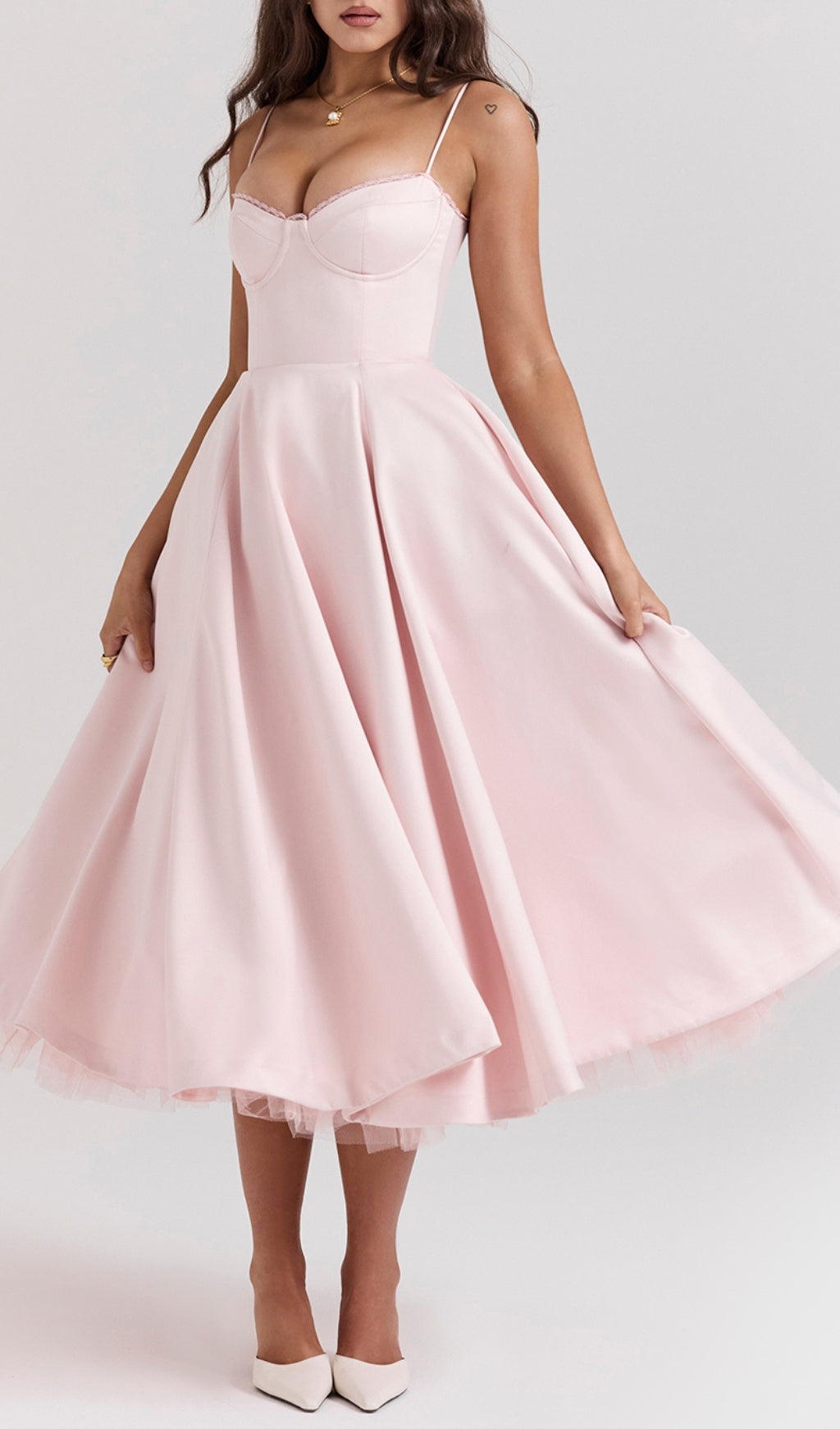 ac17be0086ca0d03d0776189f889c9e5.jpeg Fashionslee Women Alodia Pink Mesh Hem Midi Dress