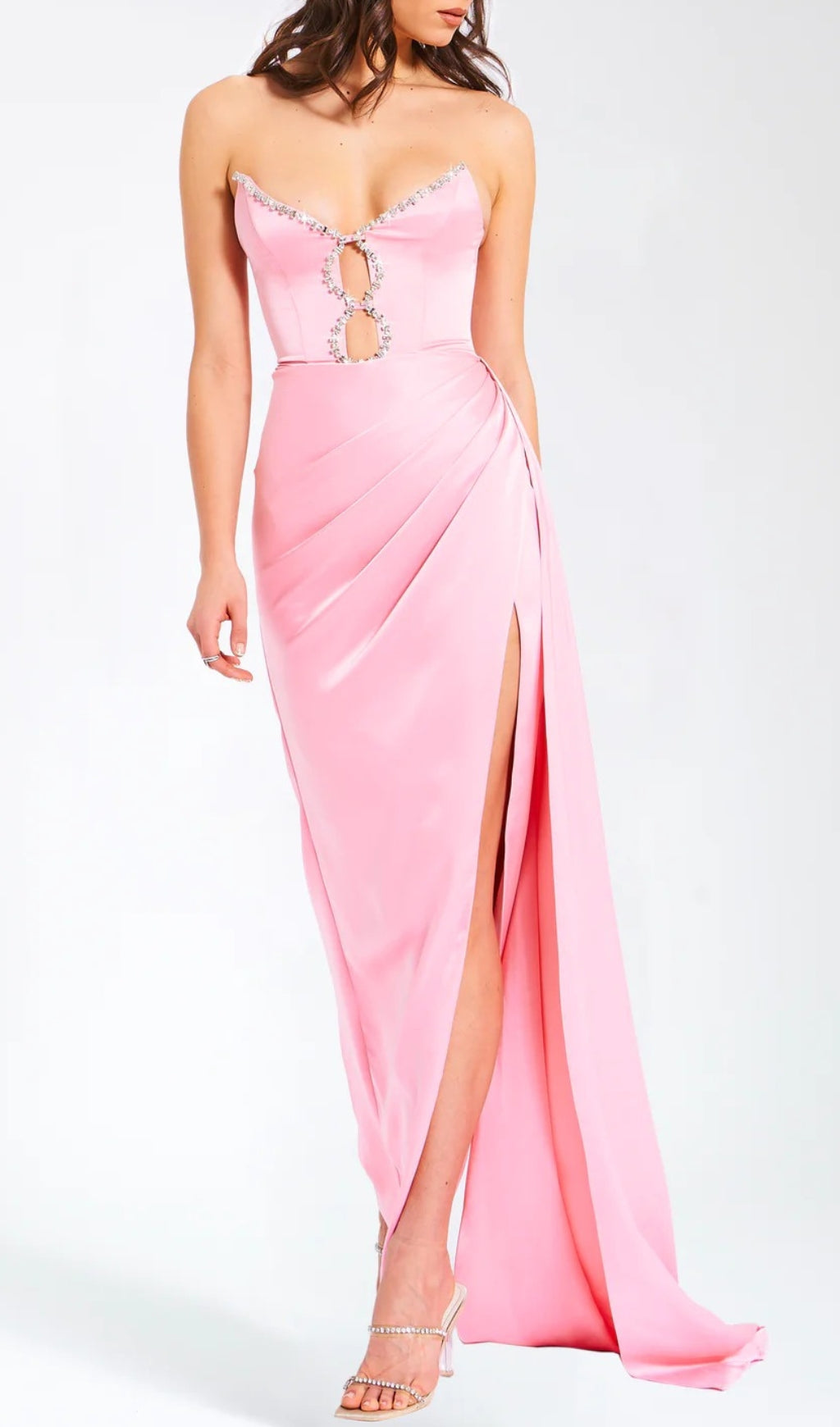 ac2aef1c3f1e0afe5dcc1b31352482cf.jpeg Fashionslee Women Aile Pink Satin Crystal Embellished Gown