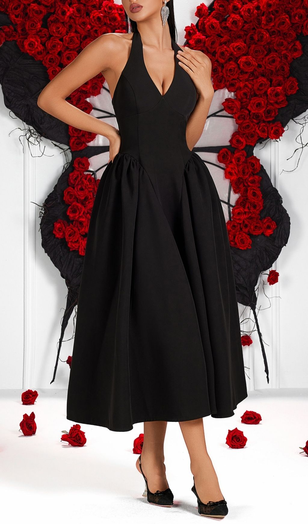 ac79f13e1d629d81cfb5c83c8f8fa272.jpg Fashionslee Women Lameez Black Halter Midi Dress