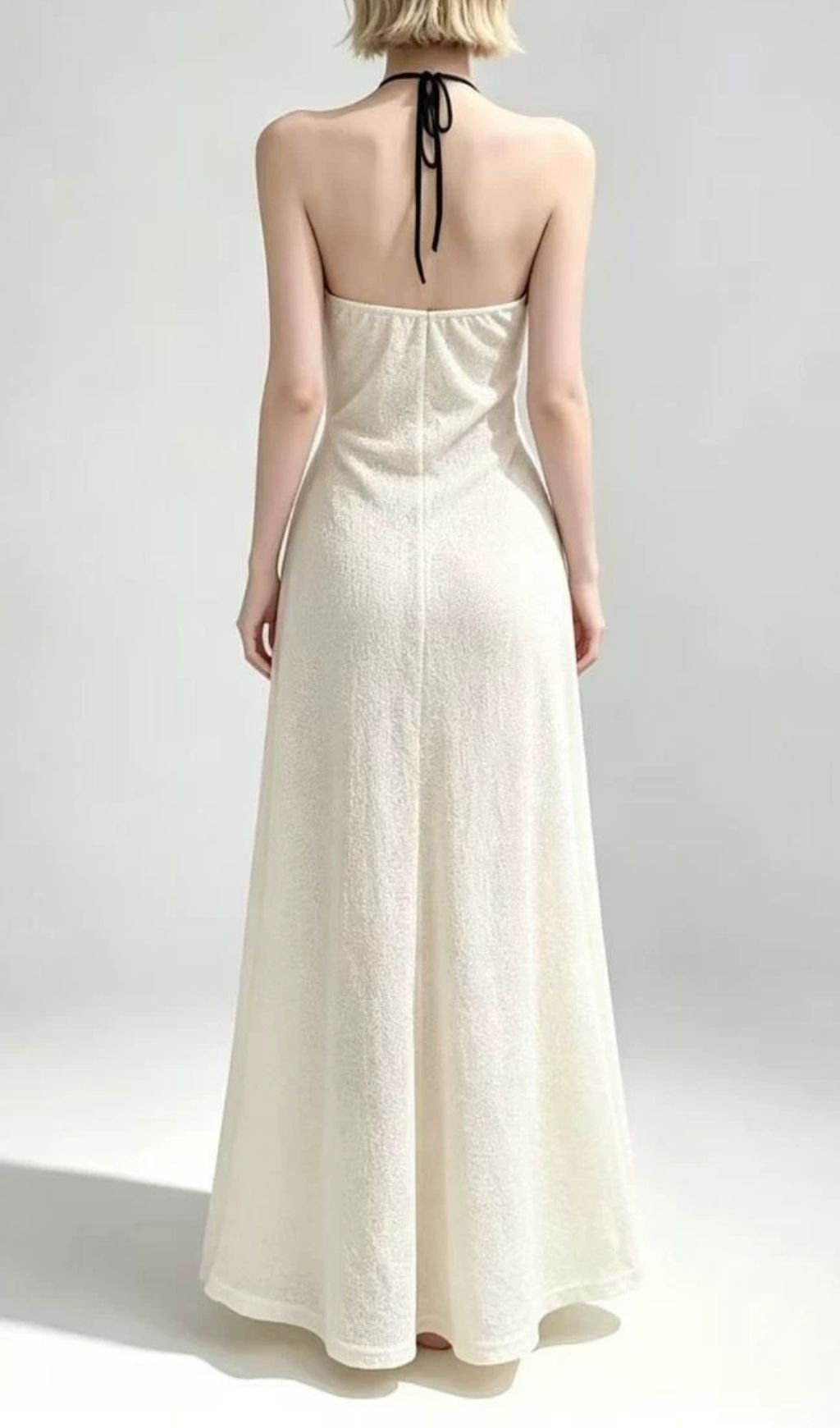 Fashionslee Women Lauwdina Ivory Halter Maxi Dress