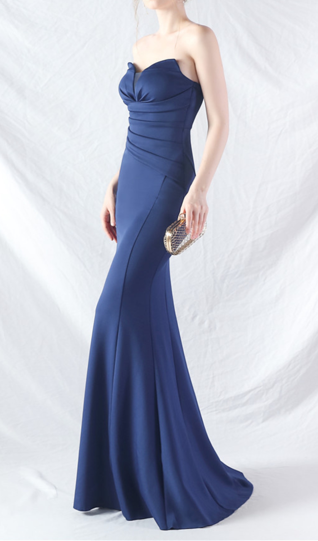 ad3505df6d91f49766adbca4cab36d24.jpg Fashionslee Women Chrina Navy Strapless Ruched Maxi Dress