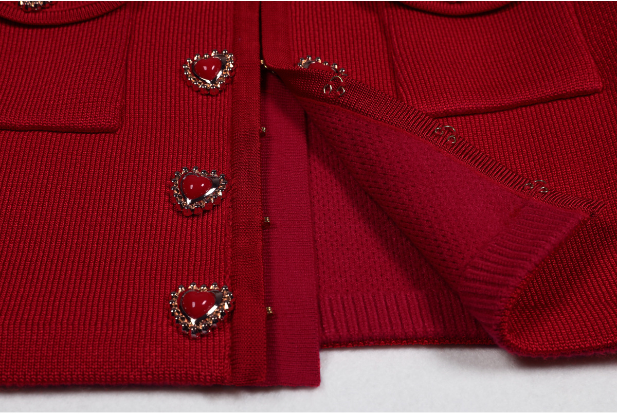Fashionslee Women Clia Heart Button Pleated Skirt Set