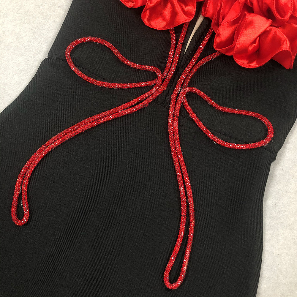 aedbc9d1f845ad5c8b3fbf1a409eb6d9.jpeg Fashionslee Women Anevay Black Flower Bandage Maxi Dress