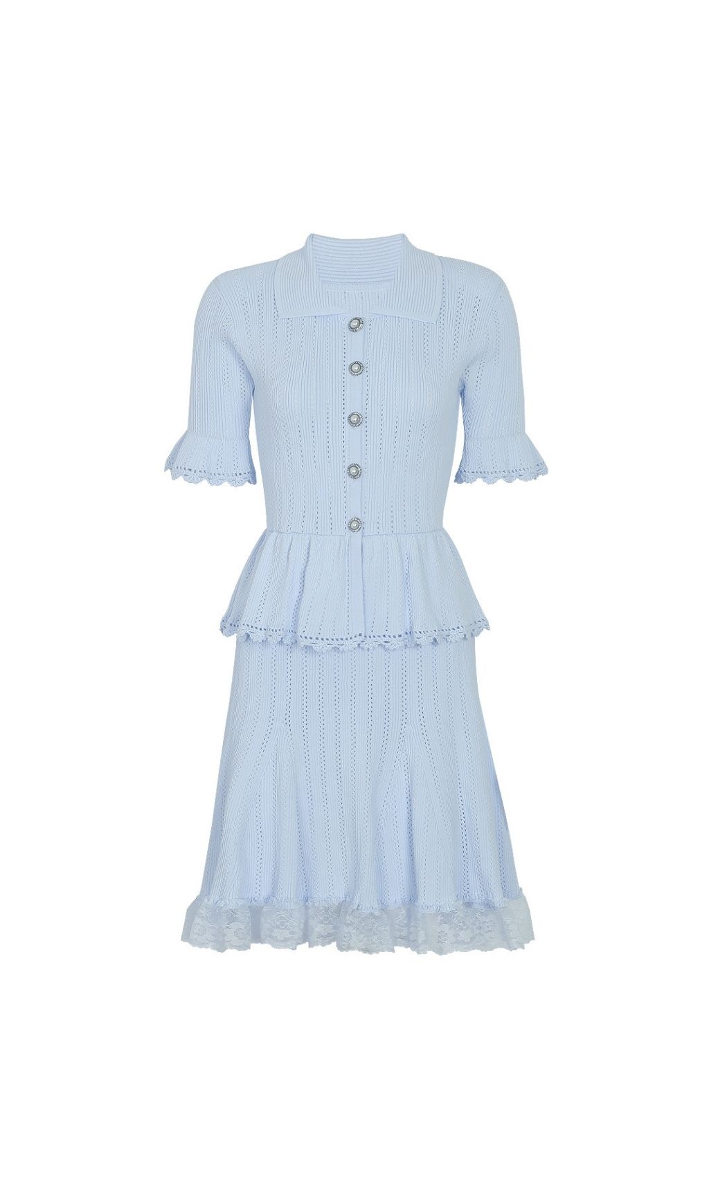 Fashionslee Women Khosrow Blue Lace Knit Mini Dress