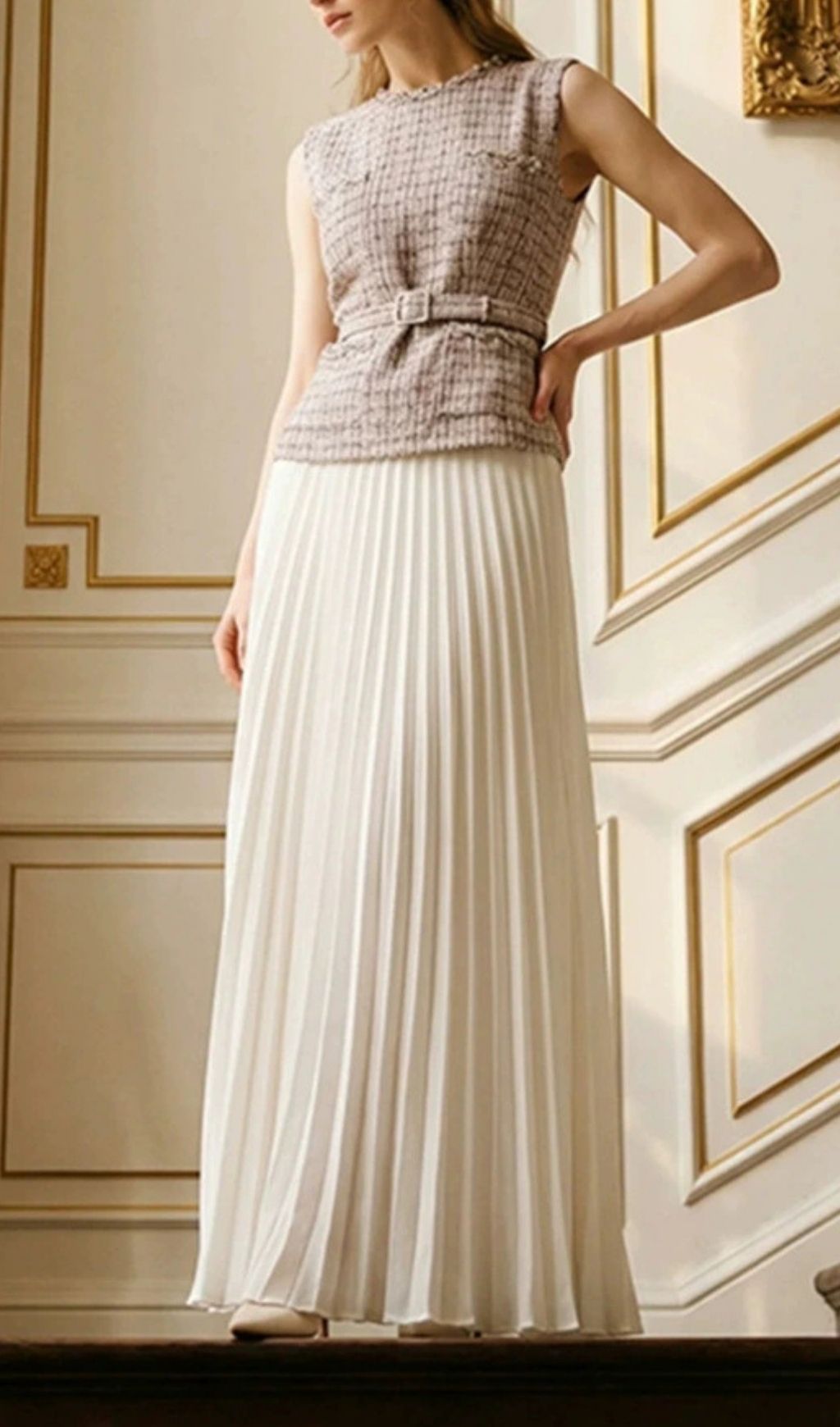 Fashionslee Women Klacia Sleeveless Pleated Maxi Dress