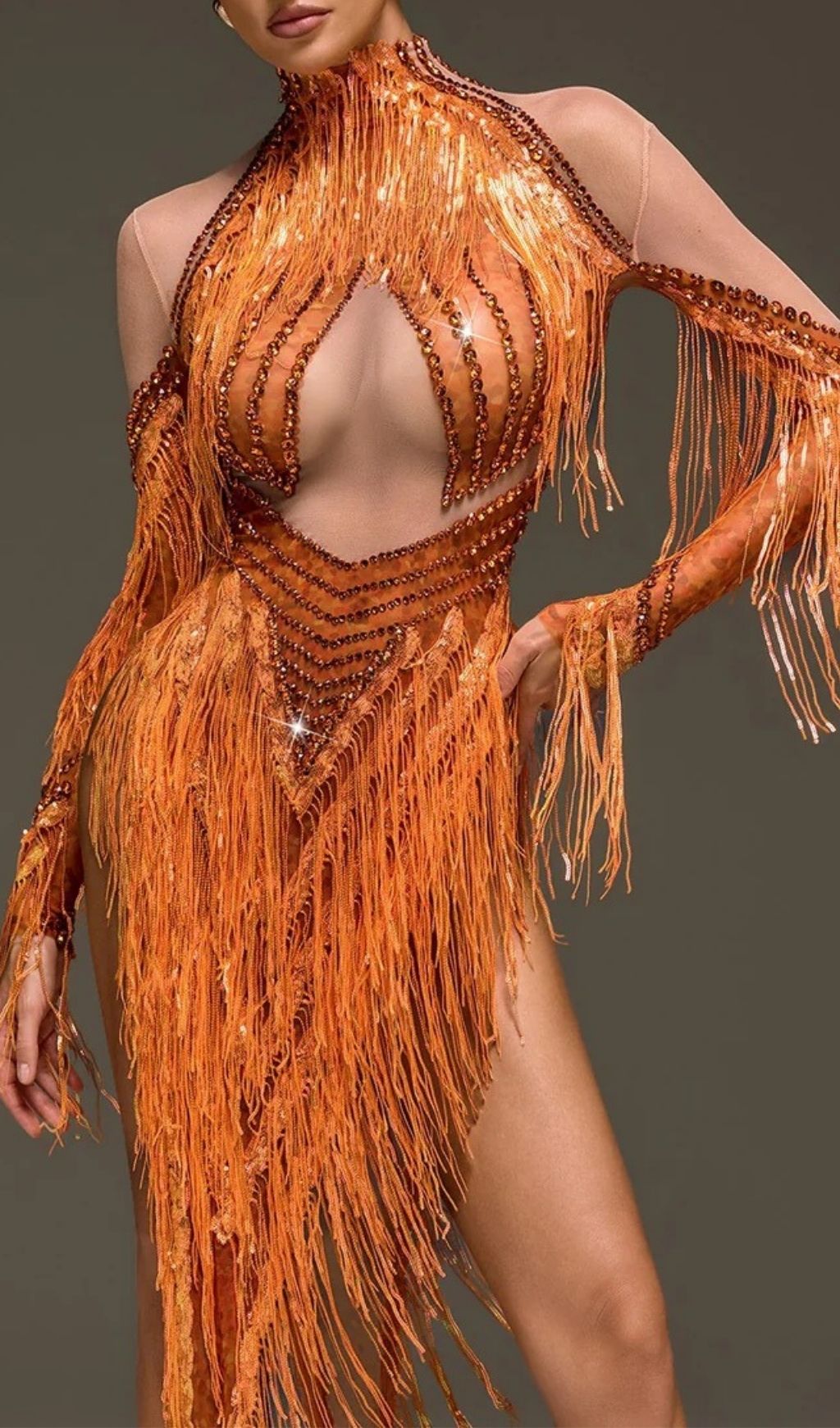 b0d400f35ca9f7def1e02e52fb632340.jpg Fashionslee Women Ervanel High Neck Fringe Diamond Bodysuit
