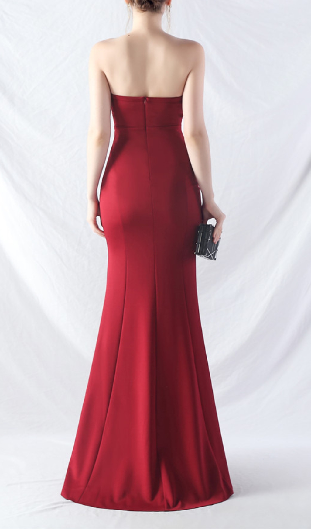 Fashionslee Women Chrina Red Strapless Ruched Maxi Dress