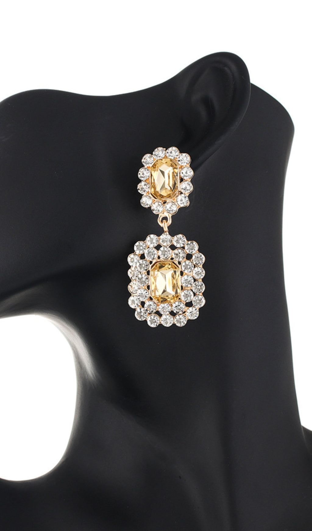 Fashionslee Women Ayuka Champagne Rhinestone Gem Drop Earrings