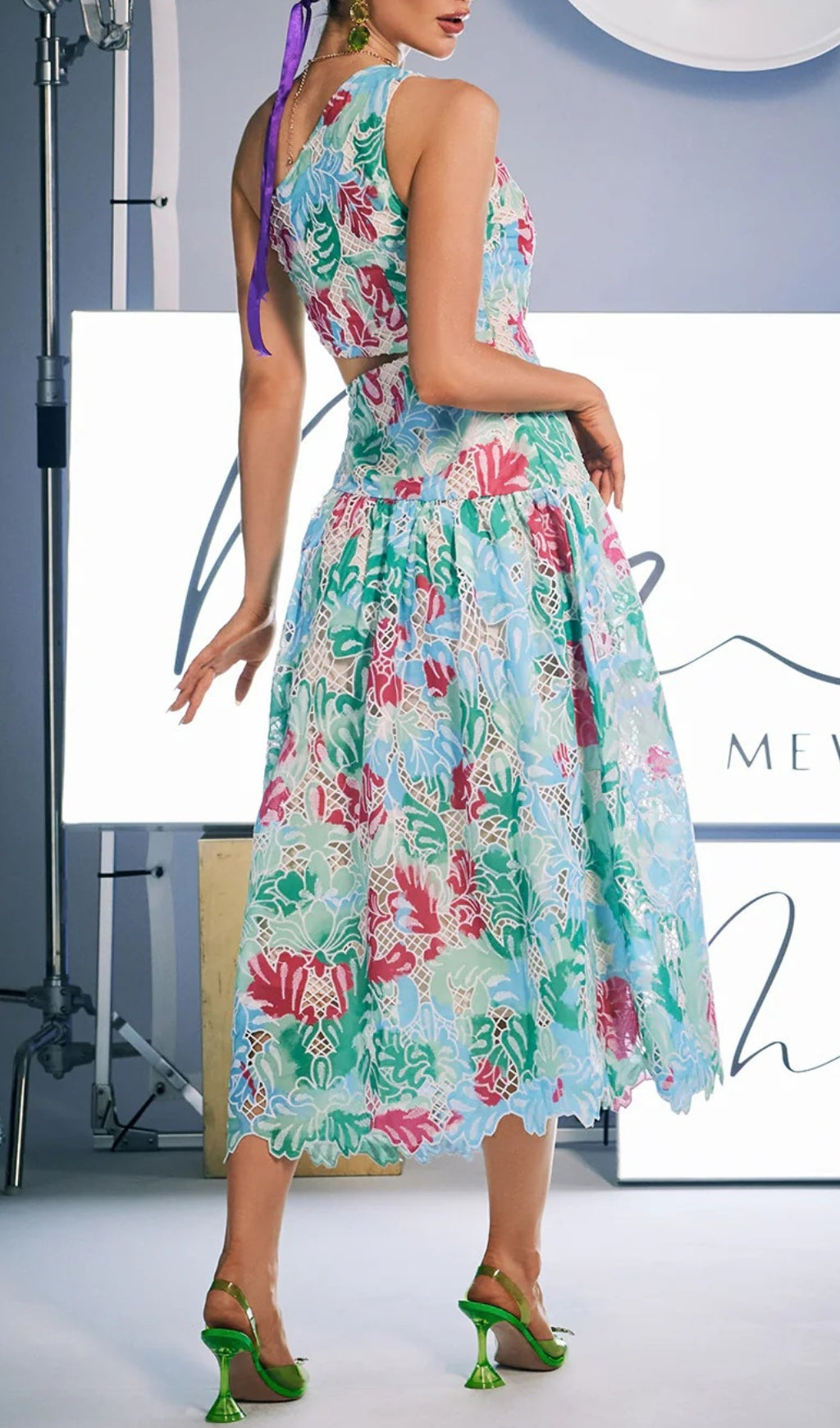 Fashionslee Women Azha One Shoulder Print Embroidered Dress