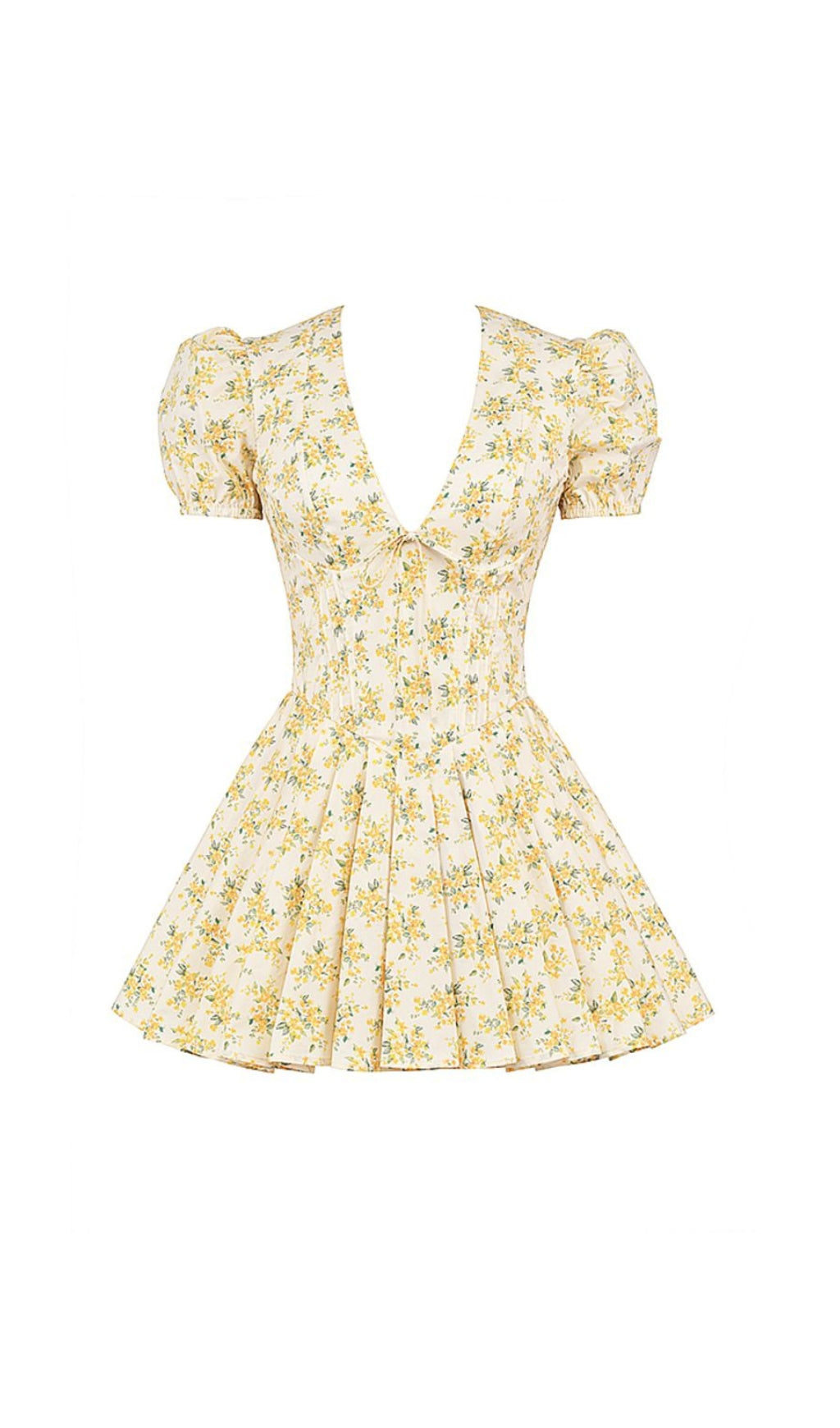 VINTAGE YELLOW FLORAL MINI DRESS - OWNCI VINTAGE YELLOW FLORAL MINI DRESS - OWNCI