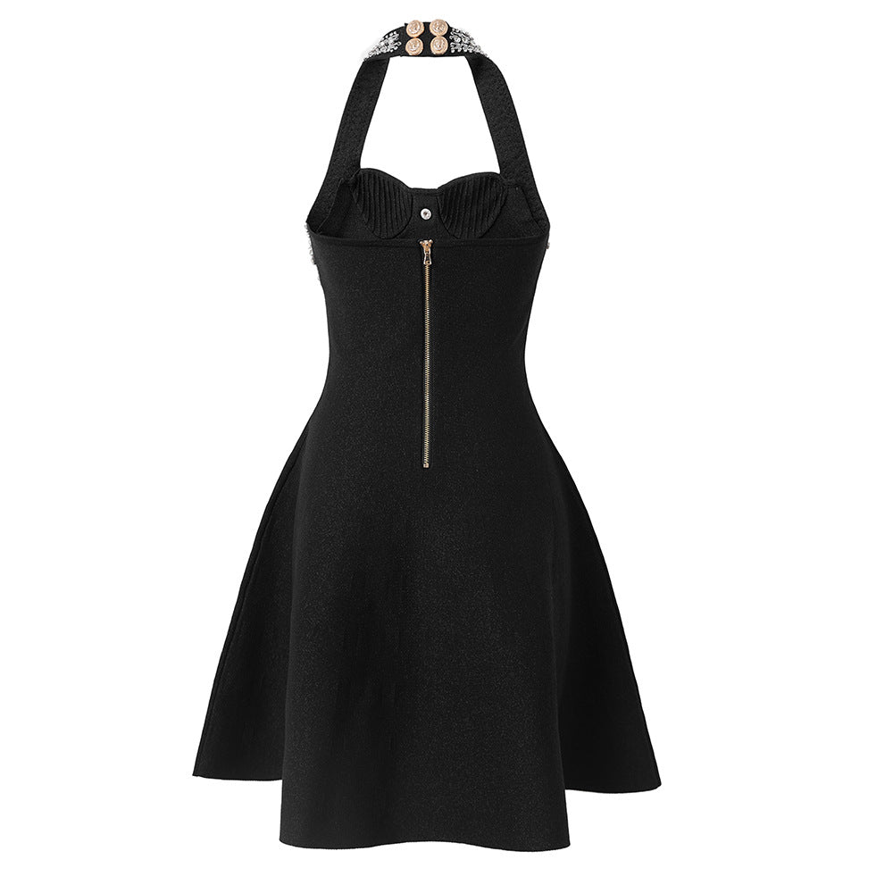 b64c1ac4aa4b806d8e4ff37eaadeef6f.jpeg Fashionslee Women Alev Black Halter Embellished Mini Dress