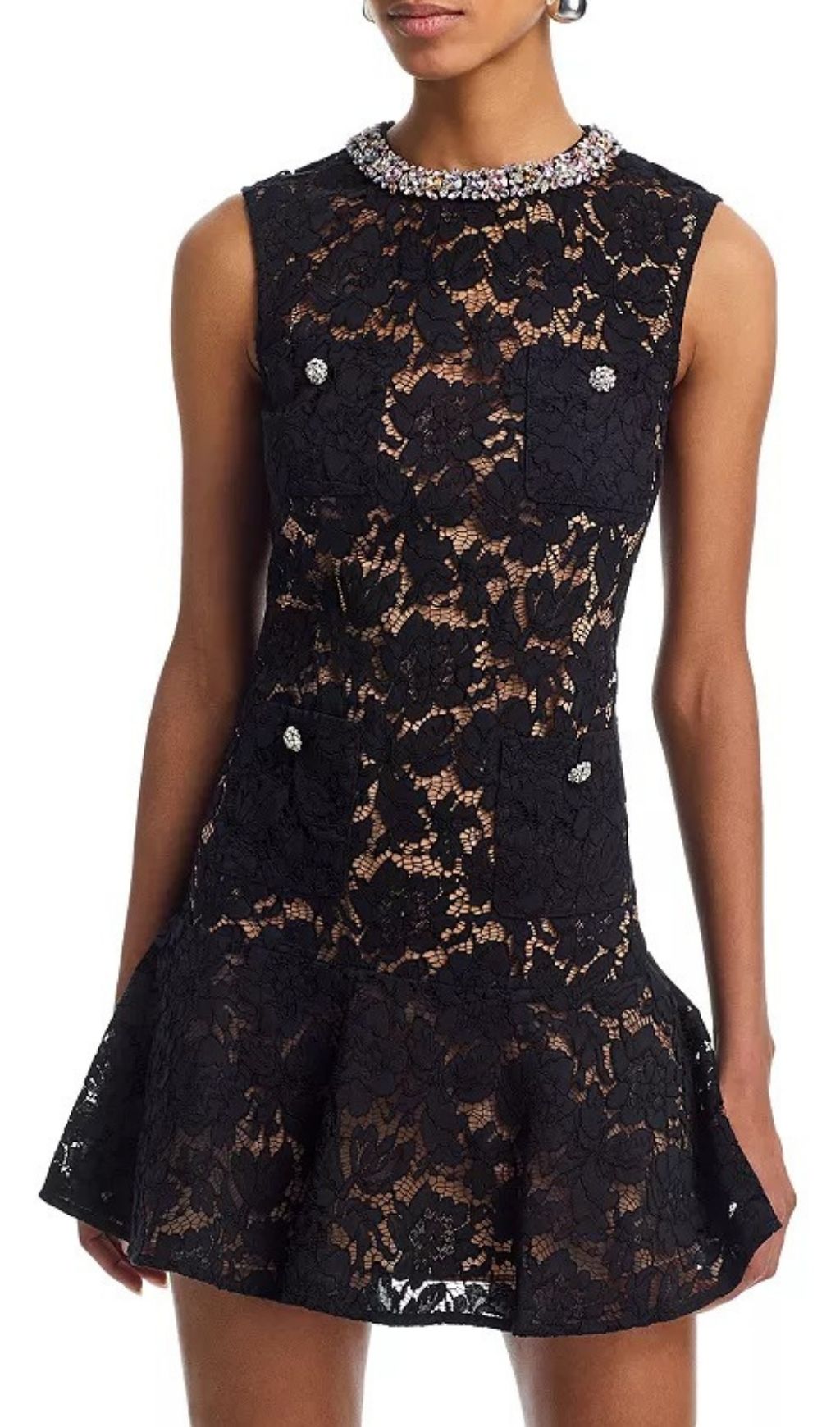 b6d42d694614647812719ab7baaea0a8.jpg Fashionslee Women Lace Crystal Embellished Mini Dress