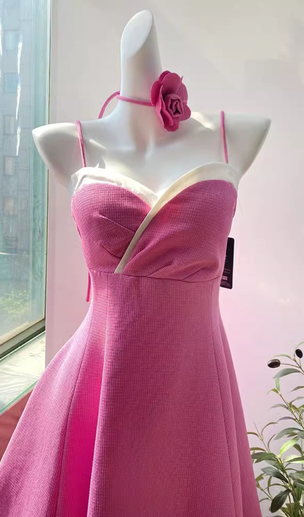 b85cfdfecb097426f91e7c64af4a5a6d.jpeg Fashionslee Women Aistys Pink V Neck Mini Dress