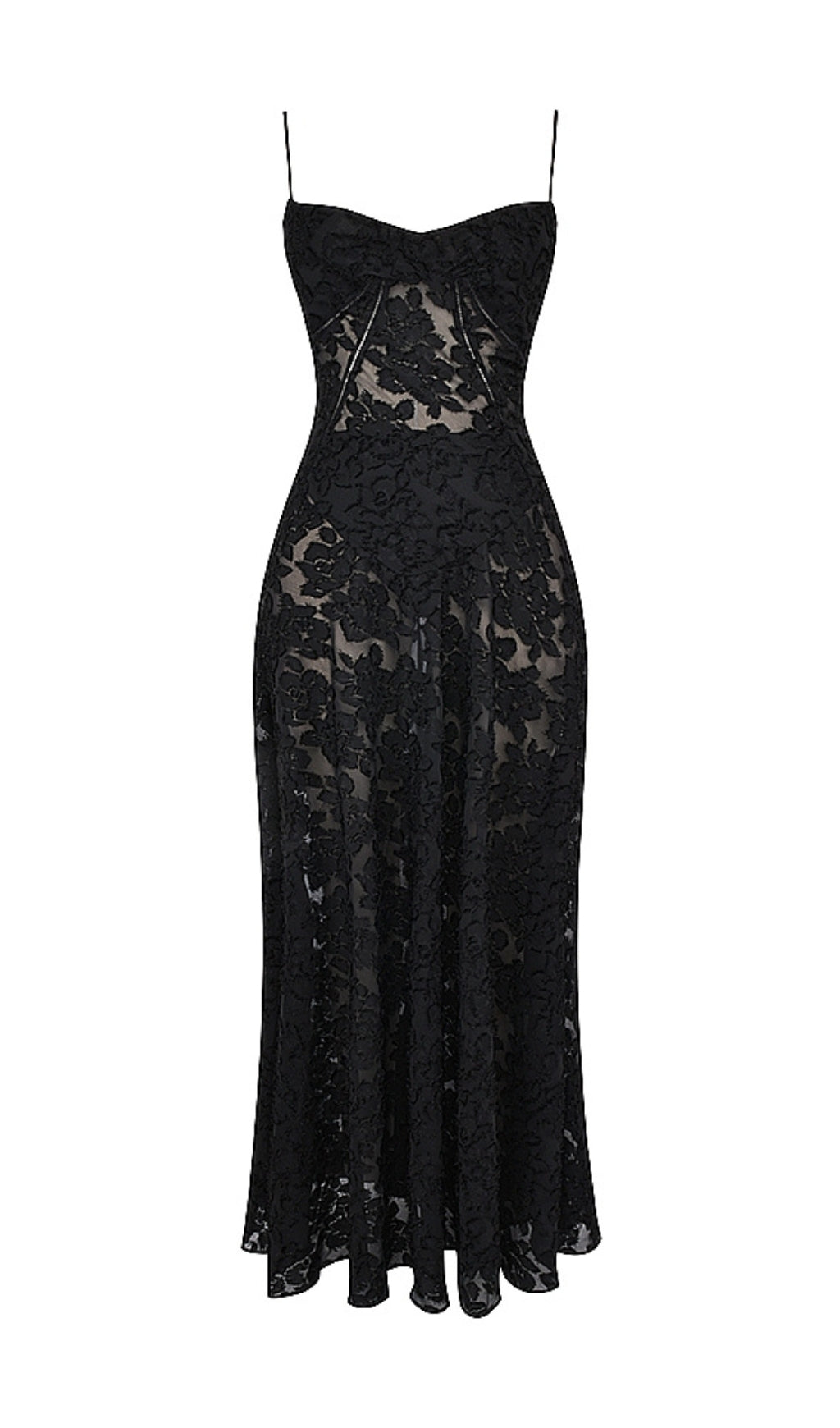 Fashionslee Women Billie Black Floral Lace Back Maxi Dress