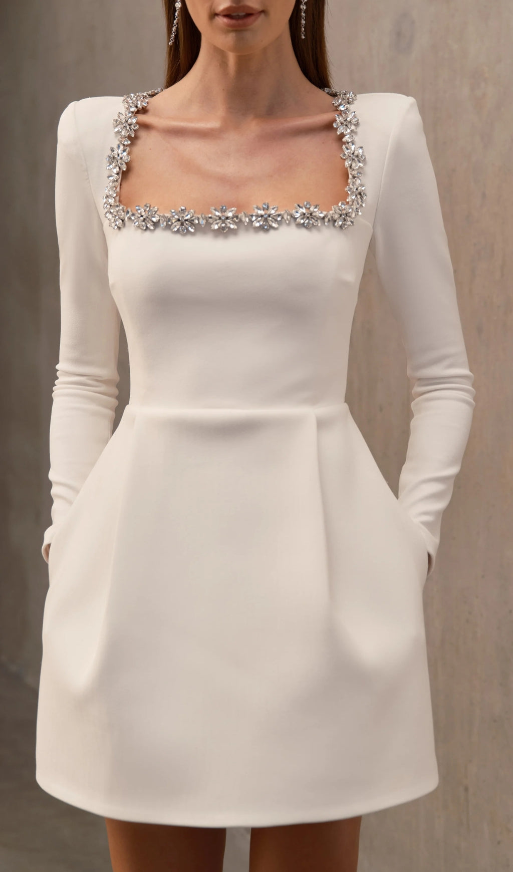 Fashionslee Women Aramoana Crystal Decor Mini Dress