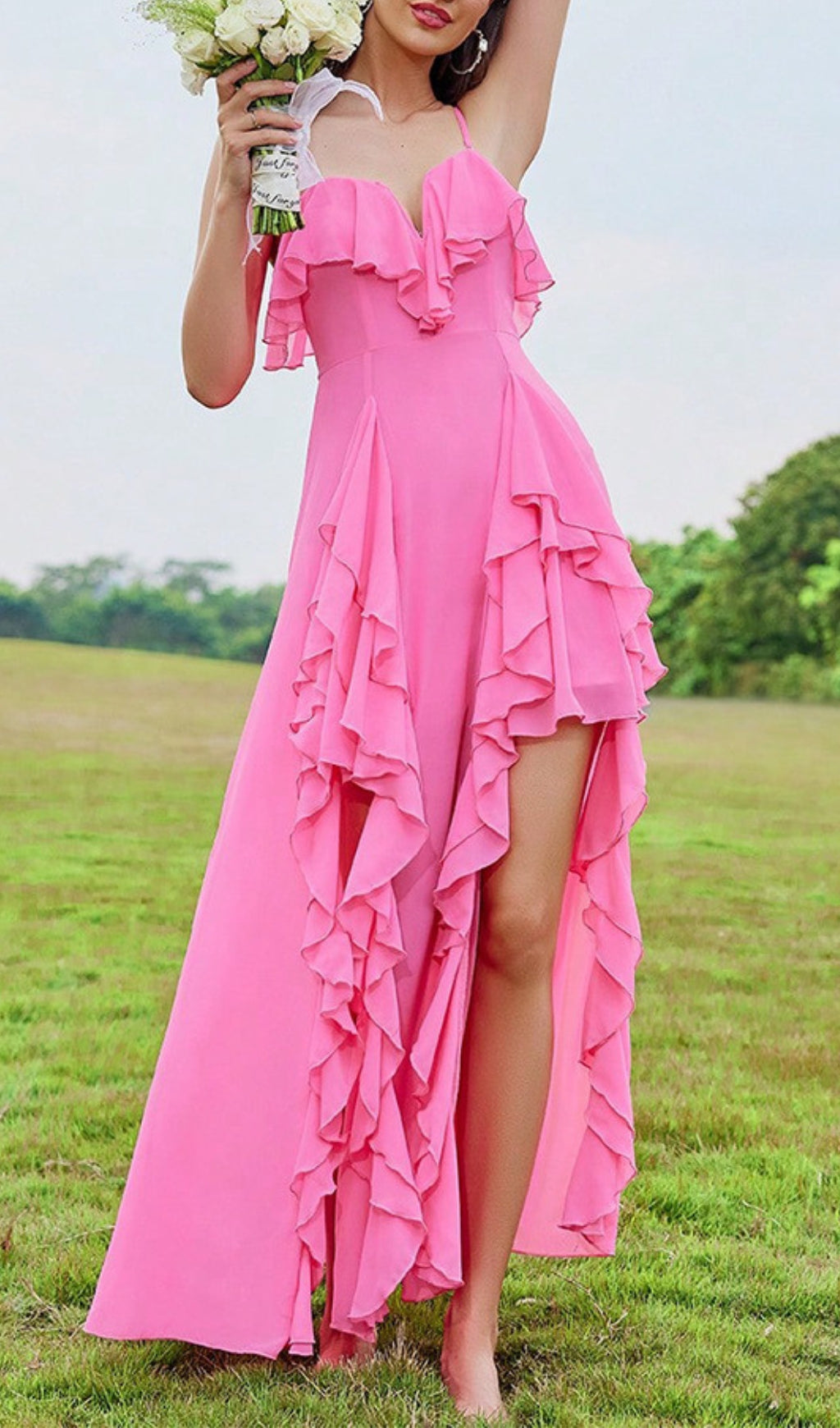 Fashionslee Women Amalthea Slit Ruffle Maxi Dress