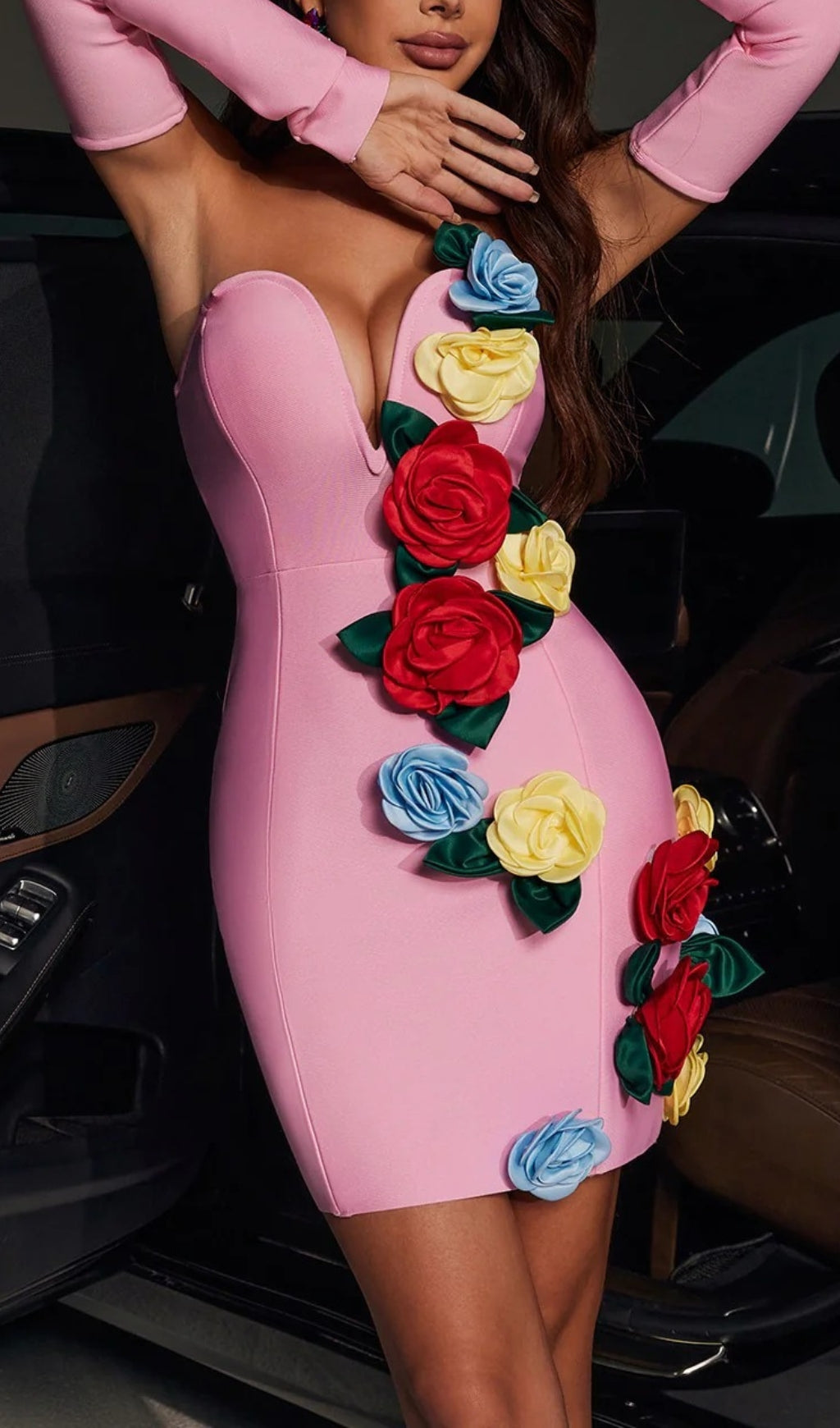 STRAPLESS FLOWER BANDAGE MINI DRESS TRENDING - OWNCI STRAPLESS FLOWER BANDAGE MINI DRESS TRENDING - OWNCI