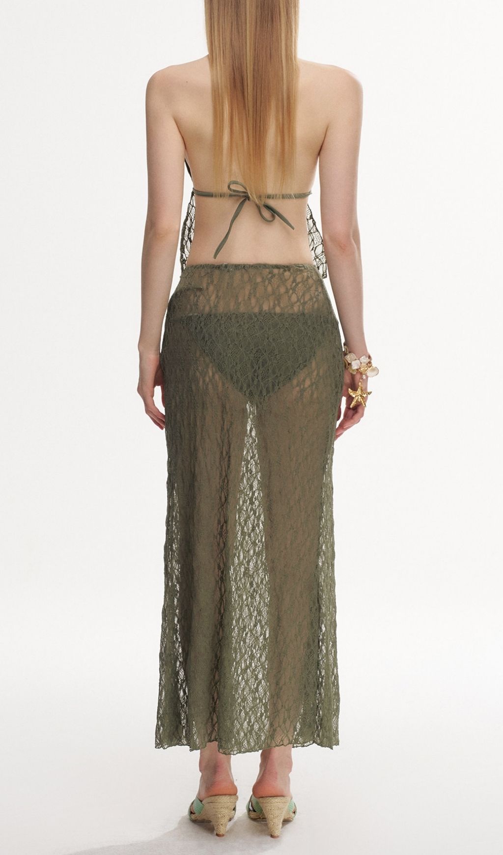 Fashionslee Women LaTanya Green Lace Three-Piece Swimsuit