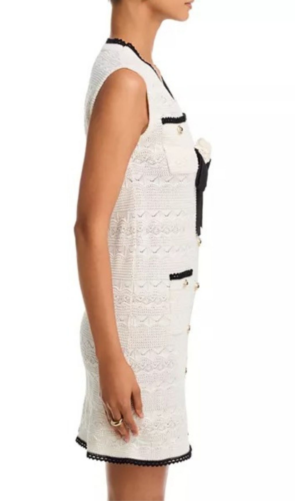 POINTELLE KNIT MINI DRESS – WHITE - OWNCI POINTELLE KNIT MINI DRESS – WHITE - OWNCI