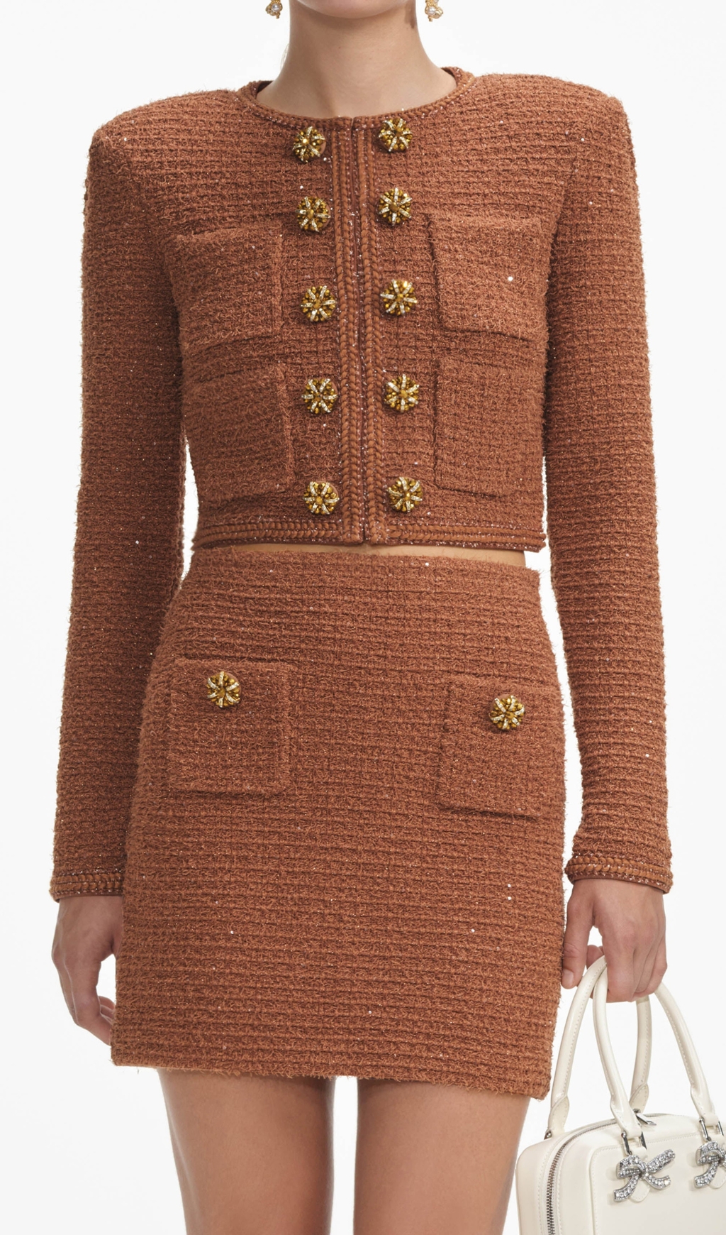BROWN TEXTURED KNIT MINI SKIRT FOR WORK - OWNCI BROWN TEXTURED KNIT MINI SKIRT FOR WORK - OWNCI