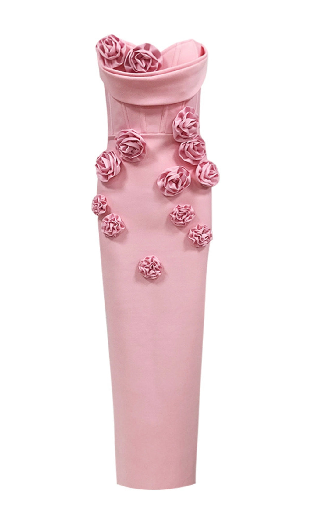 Fashionslee Women Aihe Pink Strapless Flower Bandage Dress