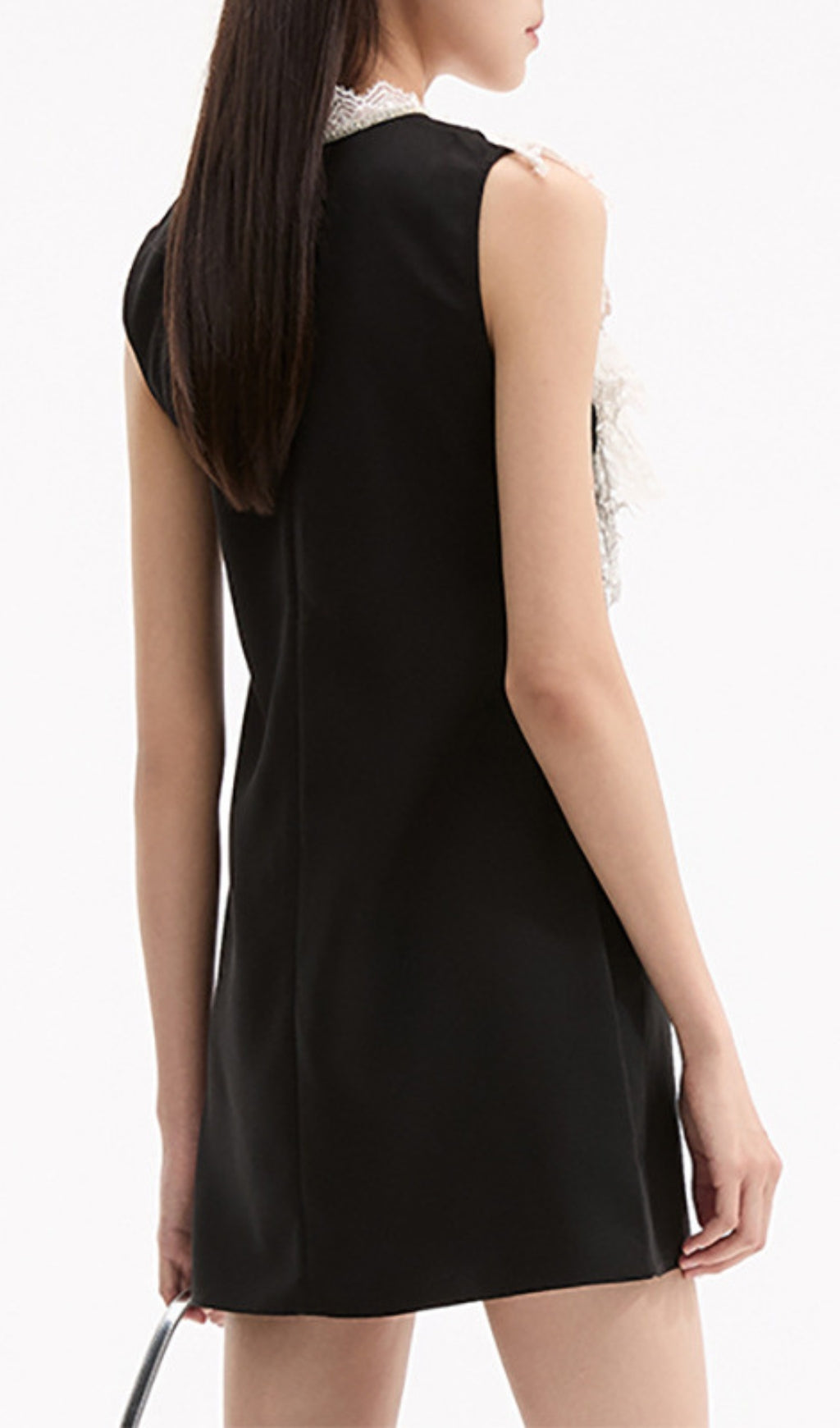 Fashionslee Women Branka Black Lace Diamond Mini Dress