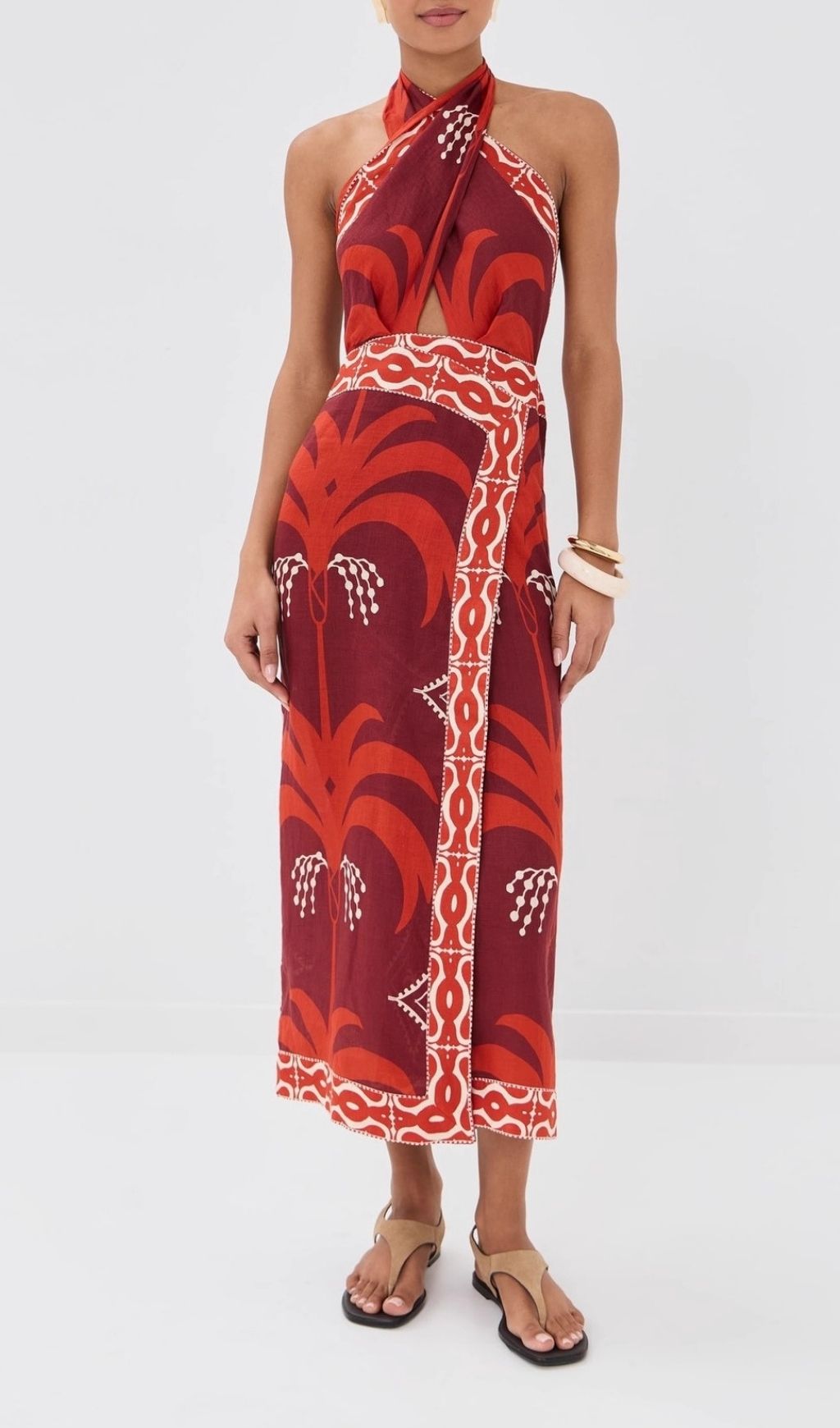 bcbd46eef562b5ecfb7ee0843251c152.jpg Fashionslee Women Lakin Red Printed Backless Maxi Dress