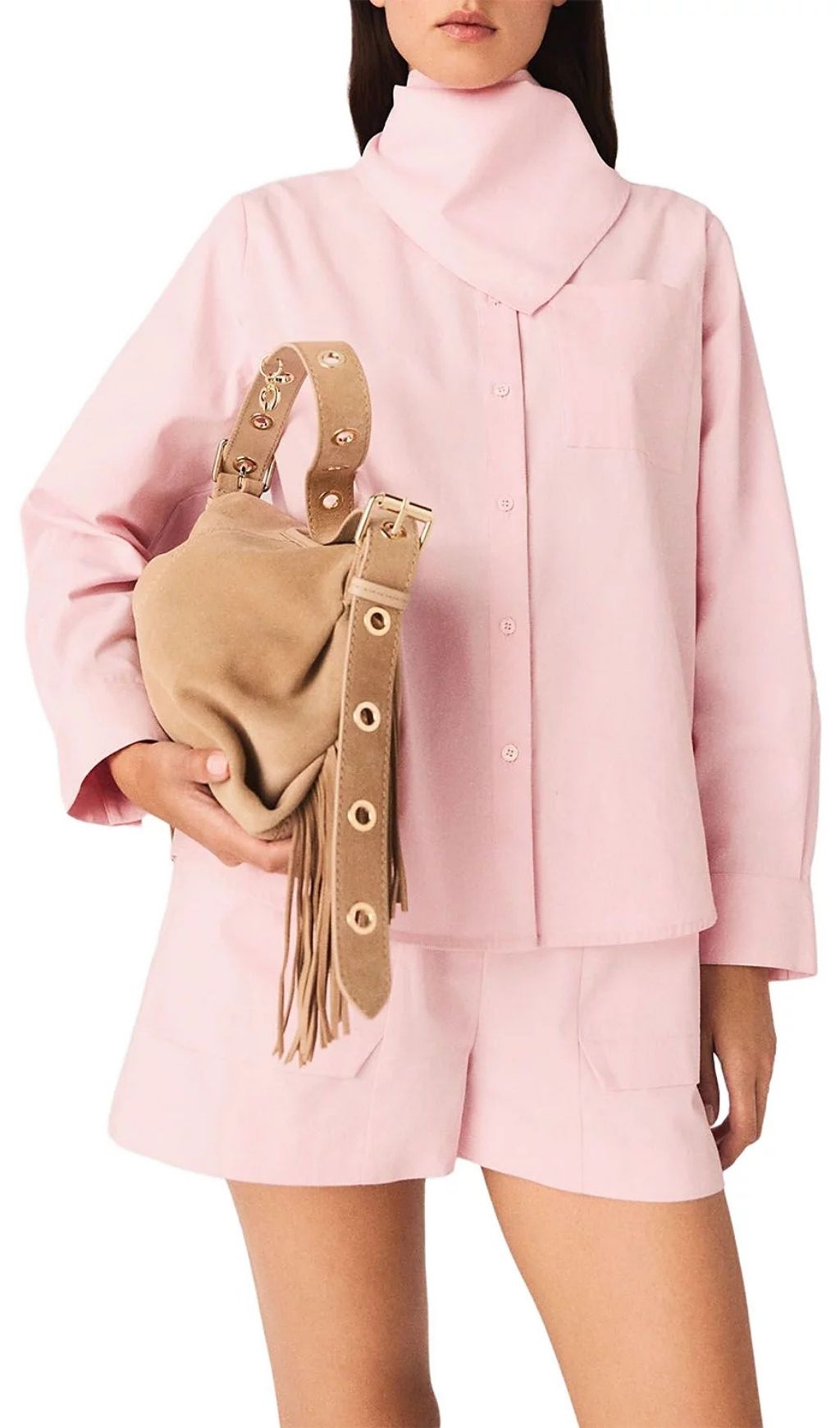 Fashionslee Women Cionea Removable Scarf Shirt
