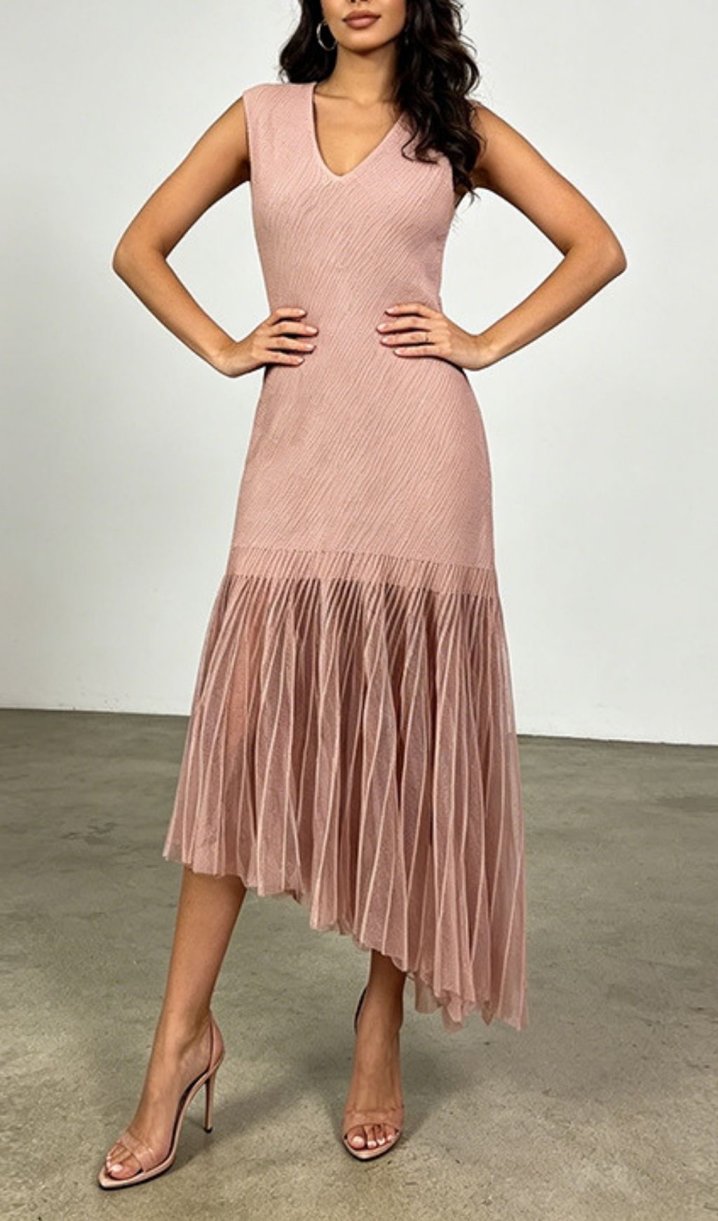 Fashionslee Women Laura Sleeveless V-Neck Mesh Midi Dress