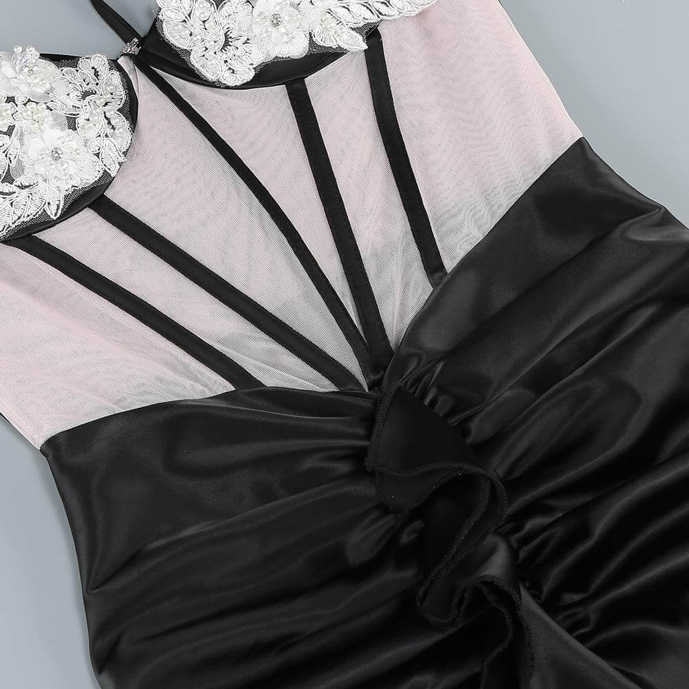 Fashionslee Women Azuka Satin Corset Lace Maxi Dress