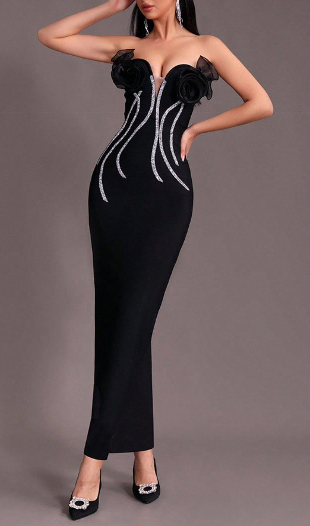 Fashionslee Women Altessa V Neck Bandage Maxi Dress