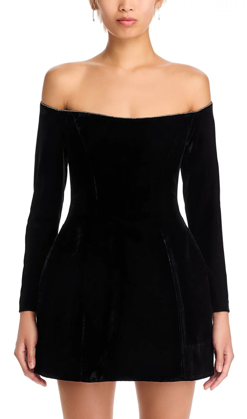 Fashionslee Women Black Off Shoulder Mini Dress