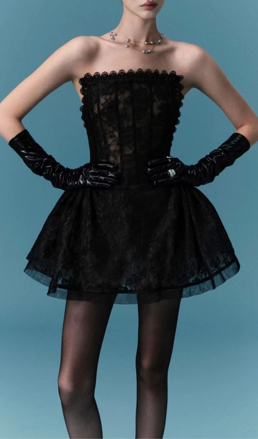 bfb89b985a8b3409fce4ece8bdfa2812.jpg Fashionslee Women Lajos Strapless Lace Corset Mini Dress