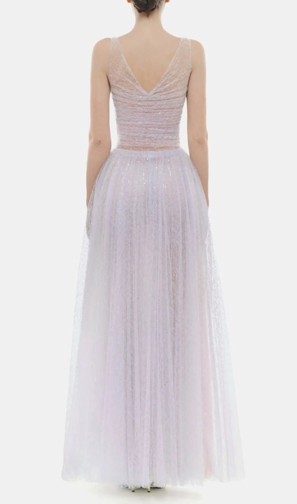 Fashionslee Women Josie Purple V-Neck Mesh Maxi Dress