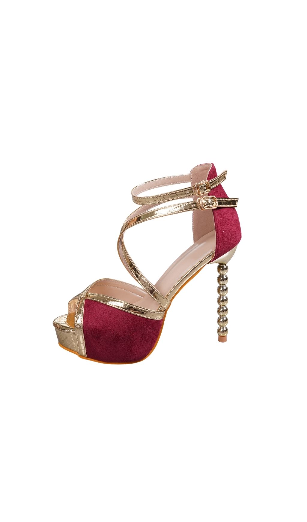 Fashionslee Women Kynan Red Peep-Toe Heels