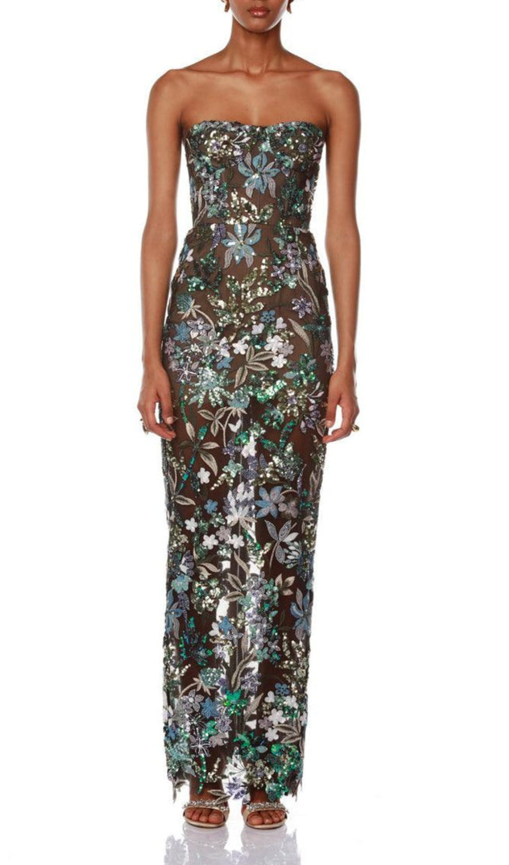 Fashionslee Women Azul Strapless Sequin Maxi Dress