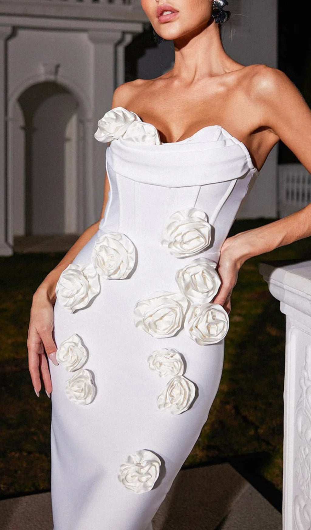 Fashionslee Women Aihe Strapless Flower Bandage Dress