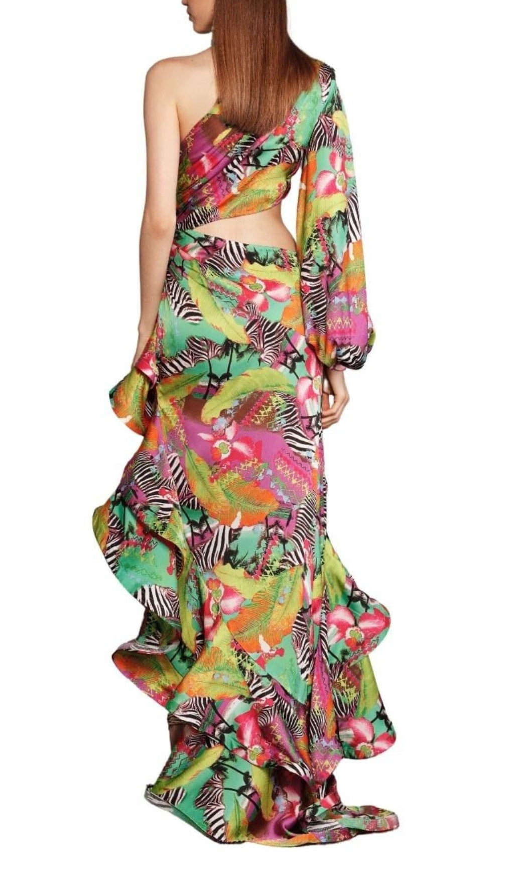 Fashionslee Women Asfrid One Shoulder Printed Maxi Dress