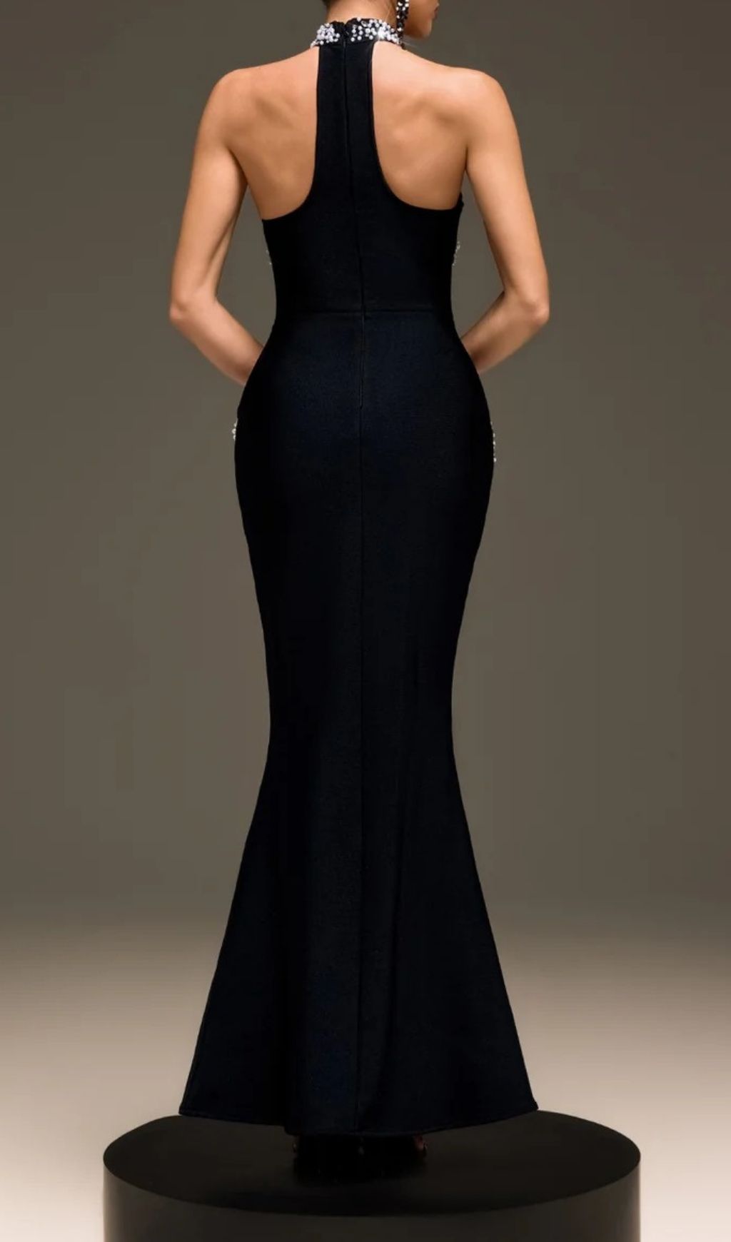 Fashionslee Women Kaevric Halterneck Pearl Bandage Maxi Dress