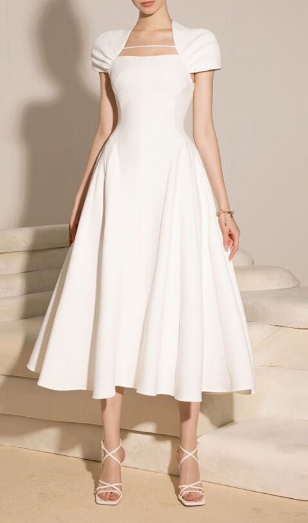 Fashionslee Women Alchemy White Midi Dress