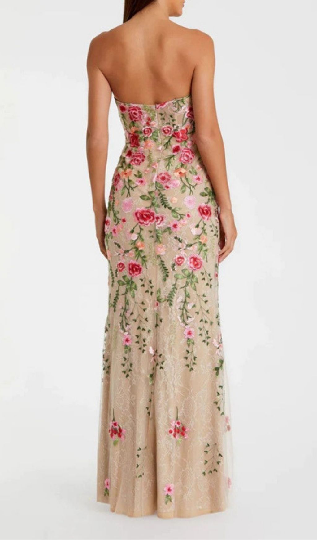 Fashionslee Women Lateefah Strapless Flower Embroidery Maxi Dress