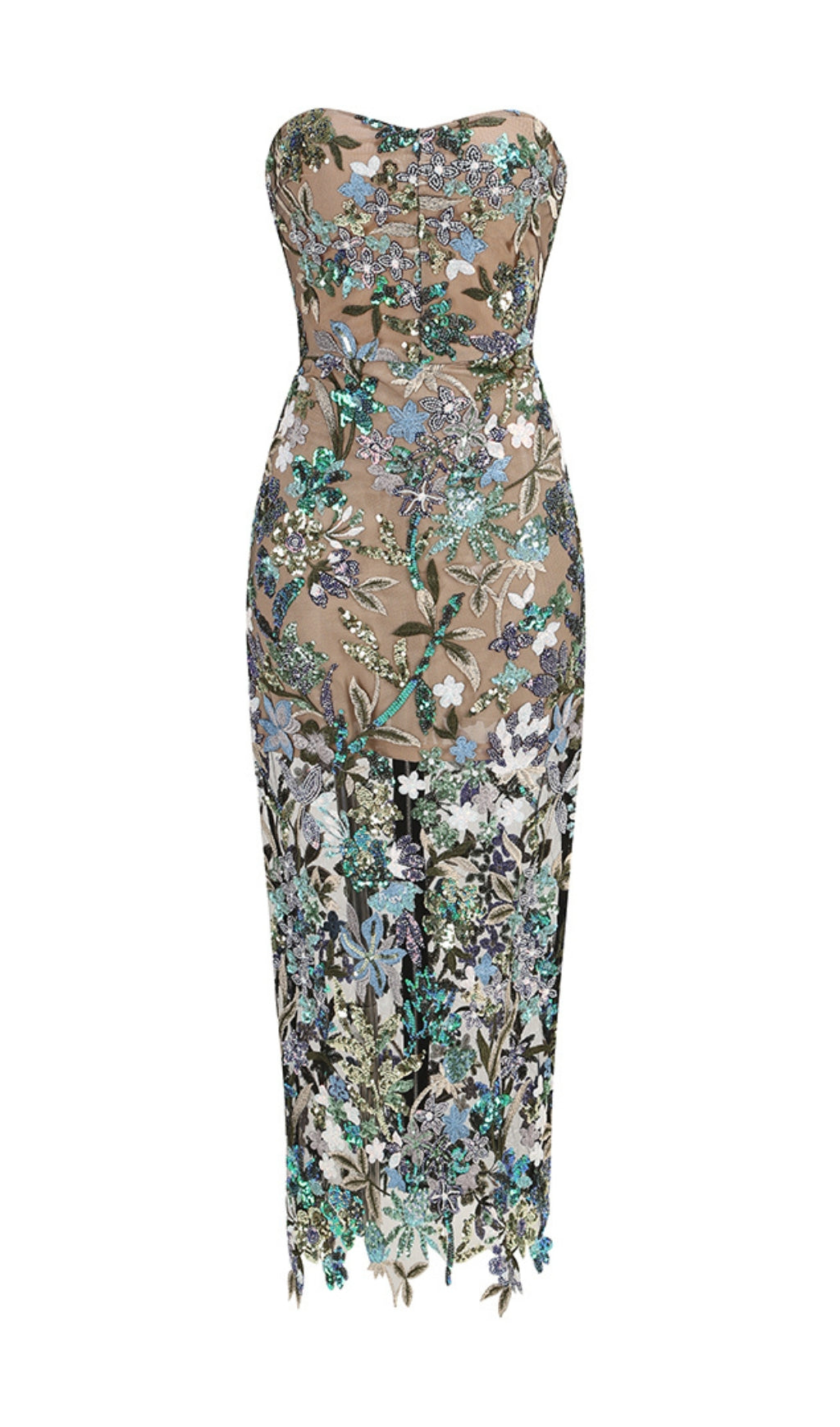 ca216a095ec520f9732426ae74ac8bd3.jpeg Fashionslee Women Azul Strapless Sequin Maxi Dress