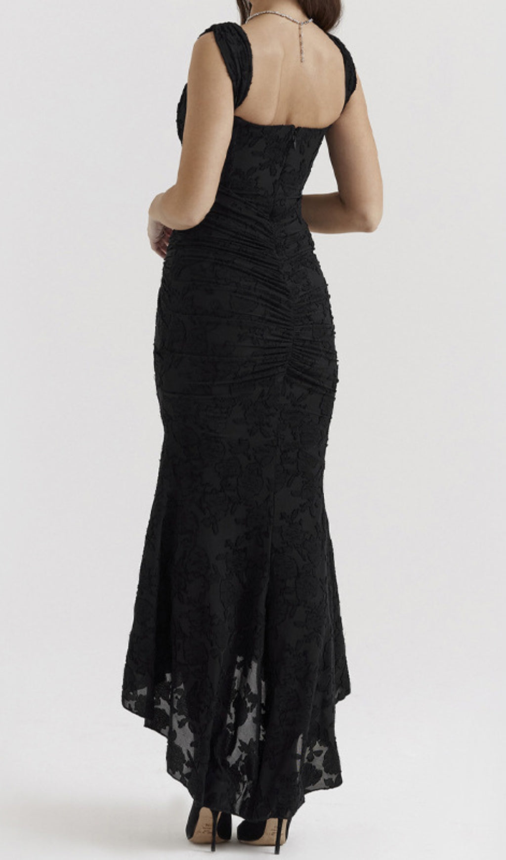Fashionslee Women Anaëlle Black Floral Corset Maxi Dress