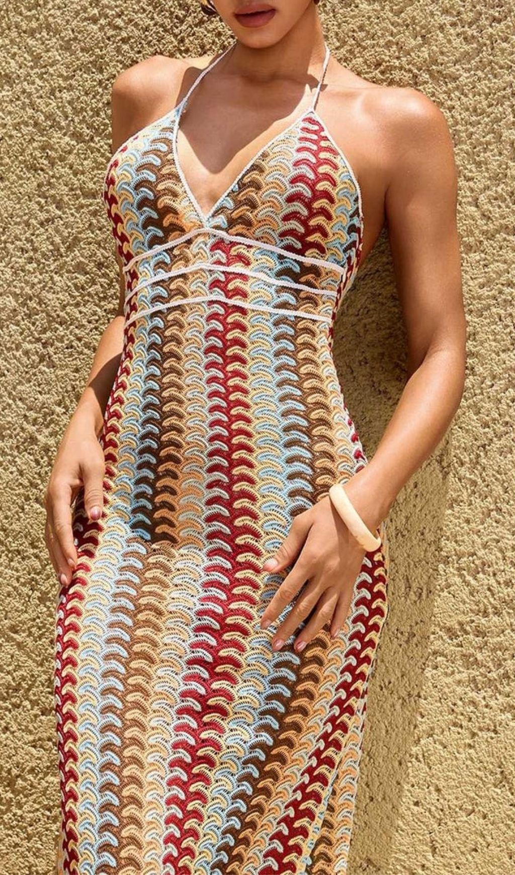 cadf0fd84bdfa14c14ee1fca7dcfc13a.jpg Fashionslee Women Yvoryth V Neck Wavy Maxi Dress