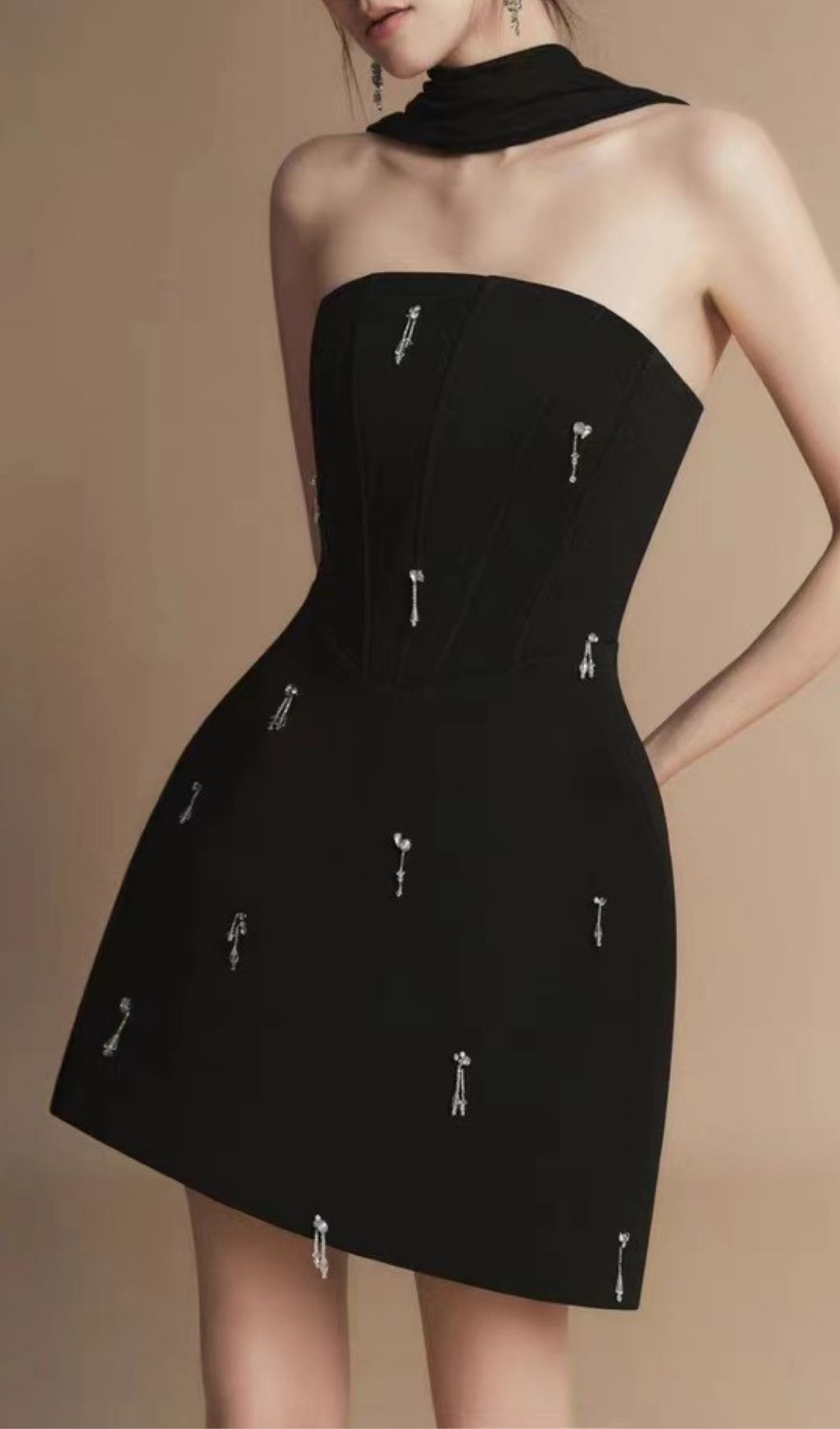 cb21d8905e0ba29c8471cc1d1d267690.jpg Fashionslee Women Kenny Black Embellished Mini Dress
