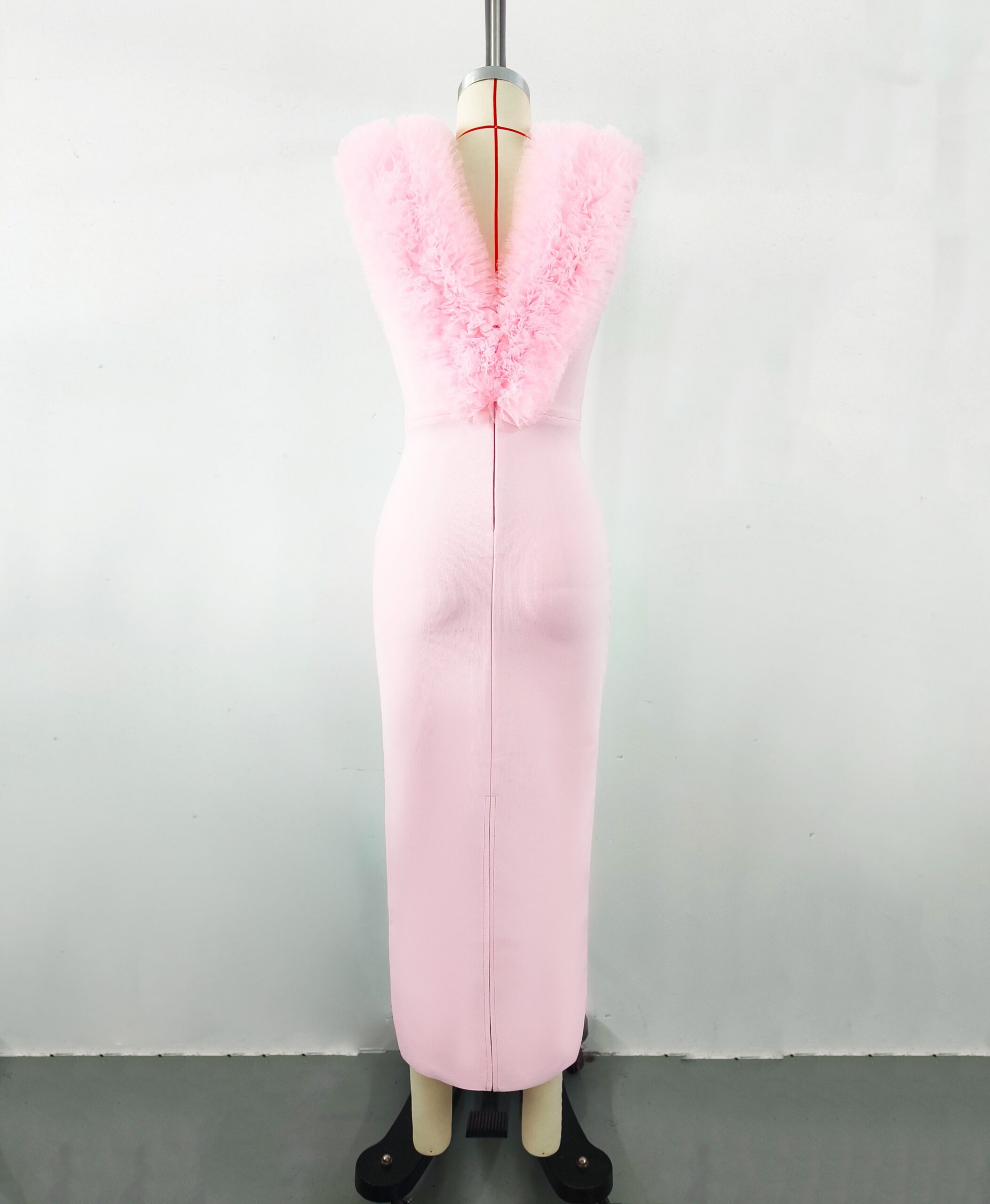 Fashionslee Women Alora Pink Faux Fur Maxi Dress