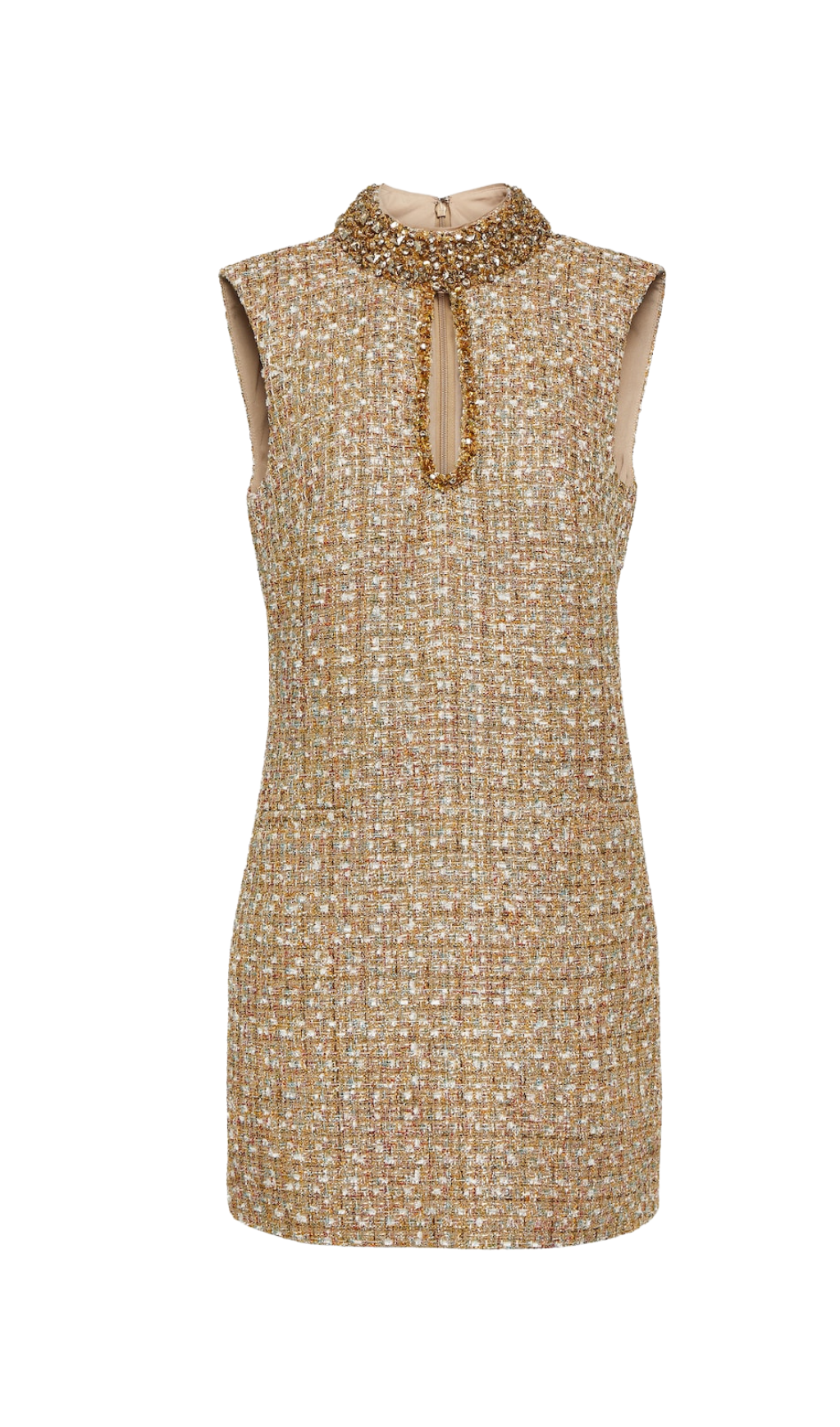 Fashionslee Women Adelle Gold Embellished Bouclé Mini Dress