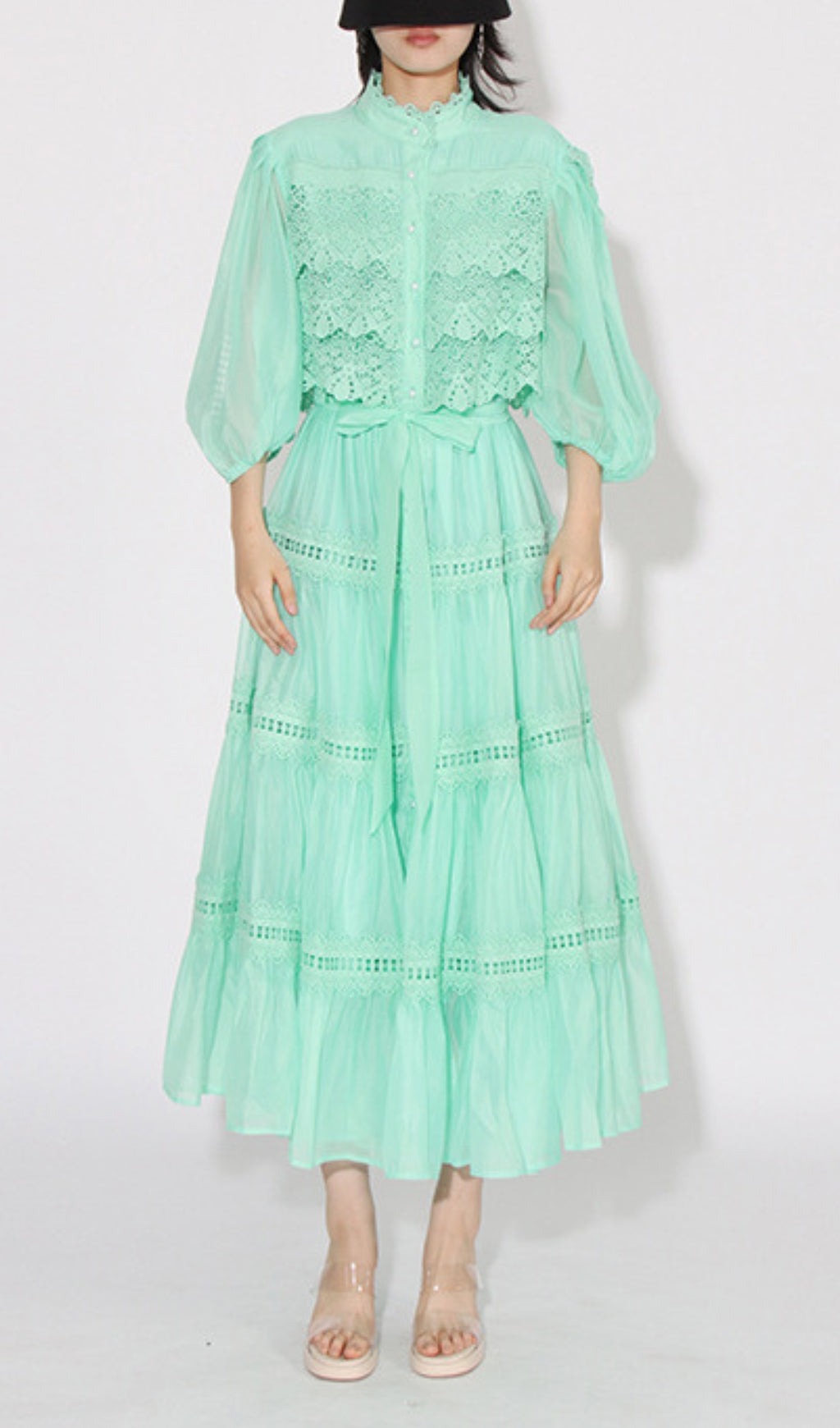 Fashionslee Women Astrea Puff Sleeve Embroidery Maxi Dress