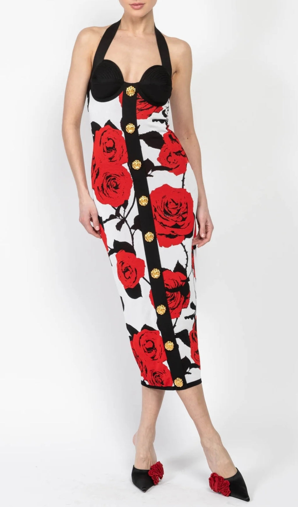 Fashionslee Women Atenea Flower Midi Bandage Dress